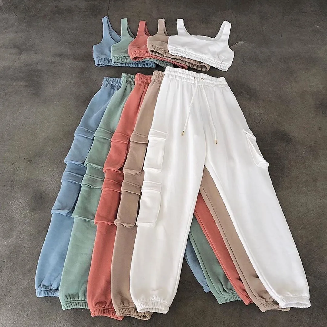 OEM custom logo women gym cotton jogger set crop top cotton workout clothing two piece pants set
OEM custom logo women gym cotton jogger set crop top cotton workout clothing two piece pants set