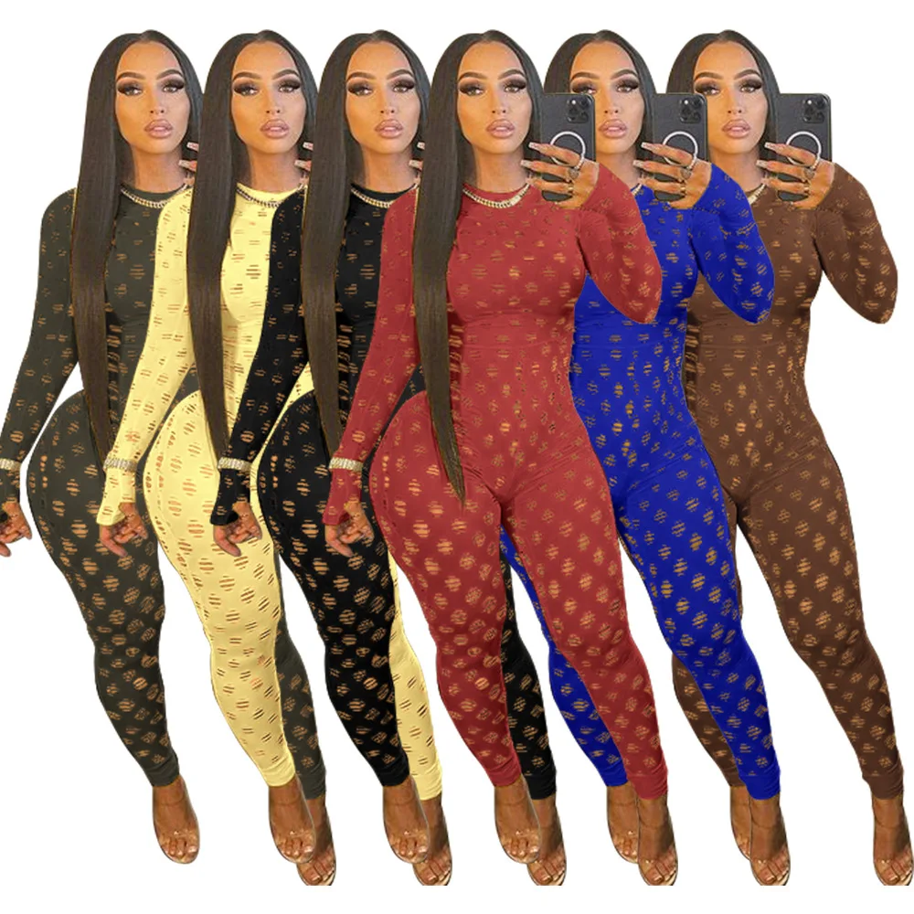 Wholesale 2021 autumn New lady Solid Color Long Sleeve Skinny Hollow Out Rompers Jumpsuits Sexy Casual sports Women clothing, 6 colors
Wholesale 2021 autumn New lady Solid Color Long Sleeve Skinny Hollow Out Rompers Jumpsuits Sexy Casual sports Women clothing, 6 colors