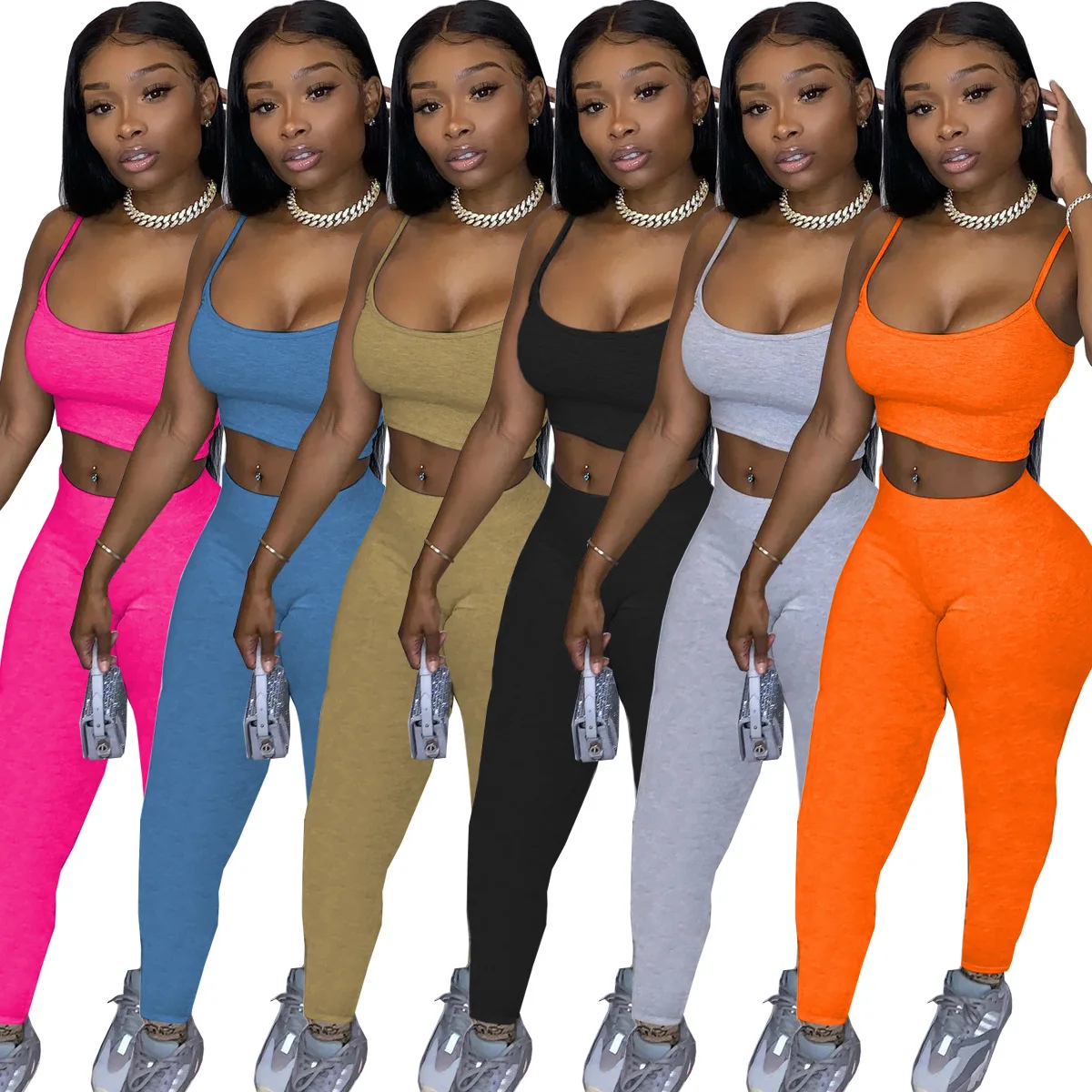 Tracksuits for Women Sportswear Sexy Sleeveless Vest Cami Crop Top Jogger Set 2 Piece Sets Womens Club Pants Set Two Piece 00868
Tracksuits for Women Sportswear Sexy Sleeveless Vest Cami Crop Top Jogger Set 2 Piece Sets Womens Club Pants Set Two Piece 00868