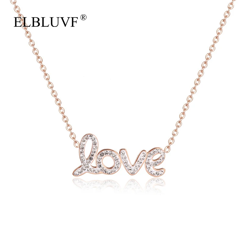 ELBLUVF Free Shipping Simple Stainless Steel Rose Gold Plated Letter Love Zircon Necklace For Women
ELBLUVF Free Shipping Simple Stainless Steel Rose Gold Plated Letter Love Zircon Necklace For Women