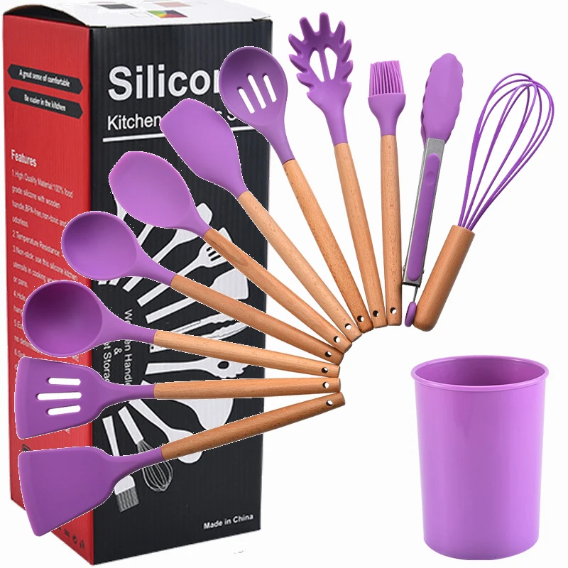 12 Pieces In 1 Set Silicone Kitchen Accessories Cooking Tools Kitchenware Silicone Kitchen Utensils With Wooden Handles, Customized
12 Pieces In 1 Set Silicone Kitchen Accessories Cooking Tools Kitchenware Silicone Kitchen Utensils With Wooden Handles, Customized