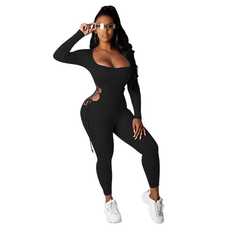 Sexy Nightclub Style Women Jumpsuits Square Neck Long Sleeve Skinny Side Waist Hollow Out Drawstring Pencil Pants Rompers Autumn, As picture
Sexy Nightclub Style Women Jumpsuits Square Neck Long Sleeve Skinny Side Waist Hollow Out Drawstring Pencil Pants Rompers Autumn, As picture