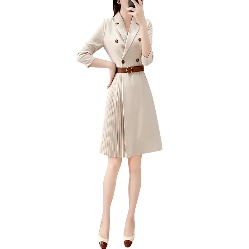 2021 new hot-selling office white-collar women's pleated striped casual mid-waist dress with belt waist dresses, Custom
2021 new hot-selling office white-collar women's pleated striped casual mid-waist dress with belt waist dresses, Custom