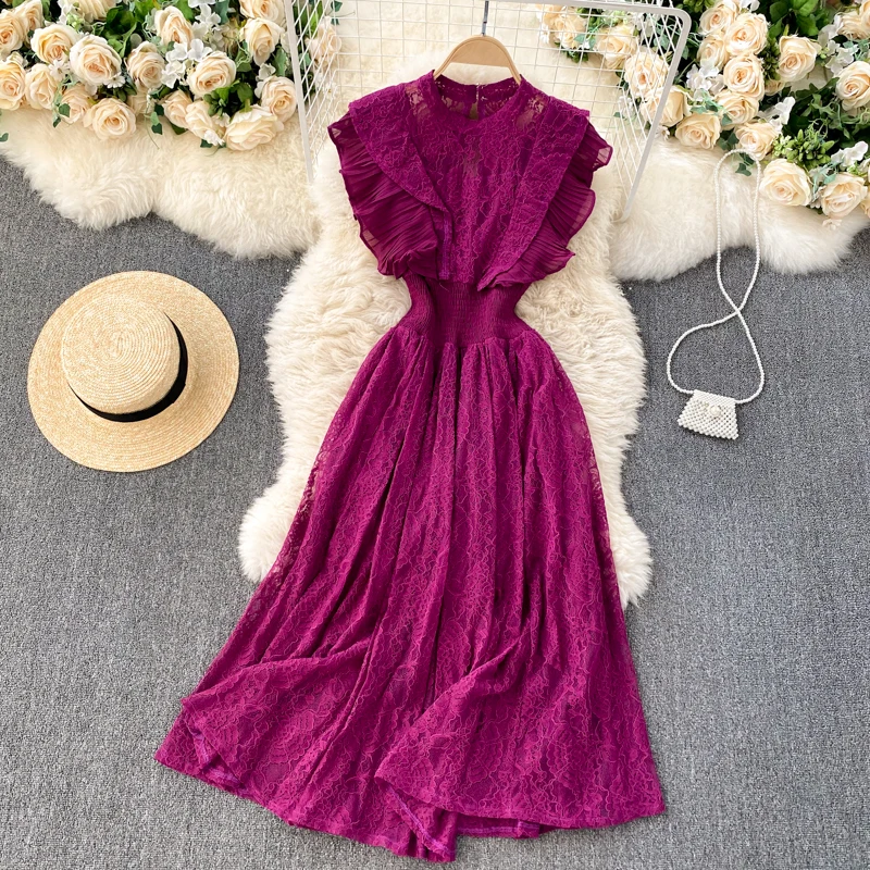 French-Style Elegant Women's Crew Neck Dress Pleated Ruffled Waist Slimming fashion Lace Dress summer 2021 new Sleeveless Dress
French-Style Elegant Women's Crew Neck Dress Pleated Ruffled Waist Slimming fashion Lace Dress summer 2021 new Sleeveless Dress