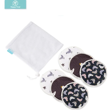 

Happyflute 12Pcs(6 pairs) 3 layers cotton Reusable Breast Pads Nursing Waterproof Organic Plain Washable Pad Baby Breastfeeding