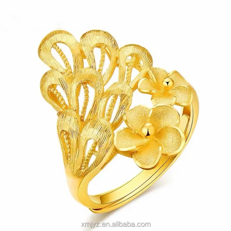 

Brass Gold-Plated Hollow Phoenix Tail Ring Vietnam Placer Gold Imitation Gold Peacock Opening Ring Women's Jewelry Direct Supply