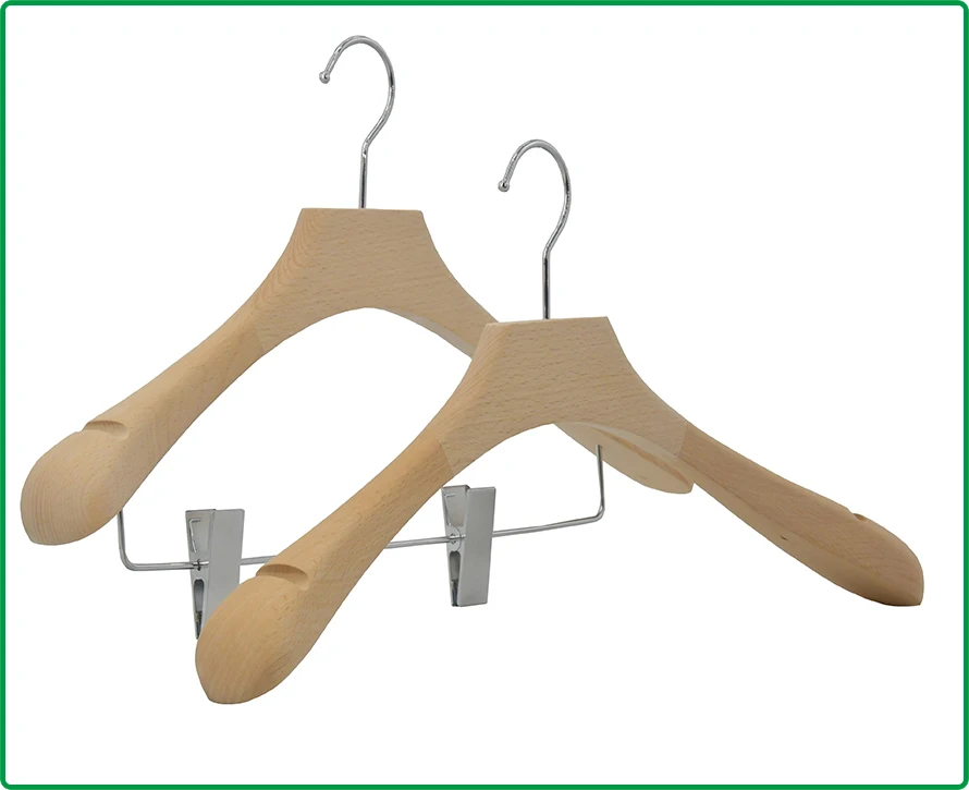 Custom luxury branding natural beech wood hangers cloths hanger wood for display