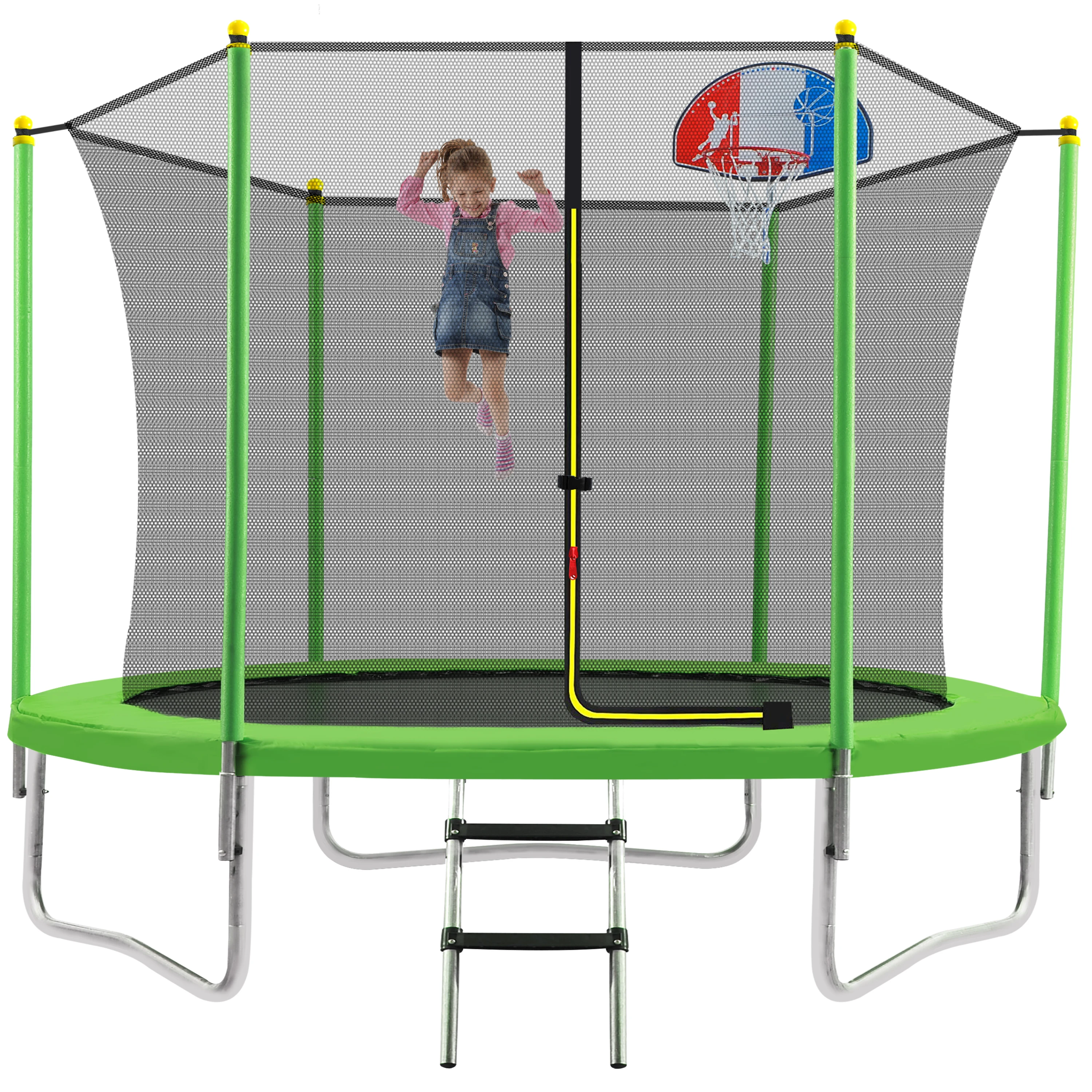 Kids Trampoline with Safety Enclosure Net and Basketball Hoop Ladder Easy Assembly Round Outdoor Recreational Trampolines, Silver+green and customized
Kids Trampoline with Safety Enclosure Net and Basketball Hoop Ladder Easy Assembly Round Outdoor Recreational Trampolines, Silver+green and customized