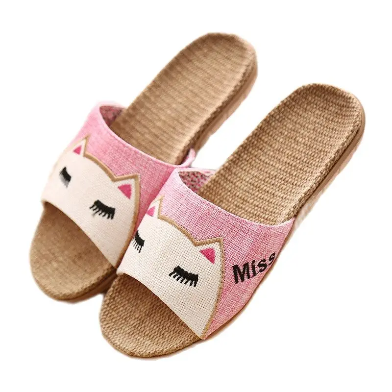 Suihyung Flax Slippers Women Summer Beach Shoes Cute Cat Flip Flops Breathable Slides Girls Indoor Linen Slippers Female Sandals
Suihyung Flax Slippers Women Summer Beach Shoes Cute Cat Flip Flops Breathable Slides Girls Indoor Linen Slippers Female Sandals