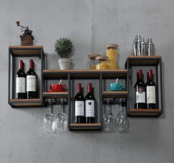 2020 new Nordic wrought iron solid wood wine rack wall hanging in restaurant, Wood color
2020 new Nordic wrought iron solid wood wine rack wall hanging in restaurant, Wood color
