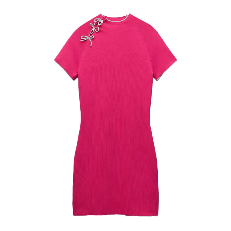 ZA new women's 2021 summer retro temperament fashion chic Midi bow ornament slim cheongsam knit dress women, Picture color
ZA new women's 2021 summer retro temperament fashion chic Midi bow ornament slim cheongsam knit dress women, Picture color
