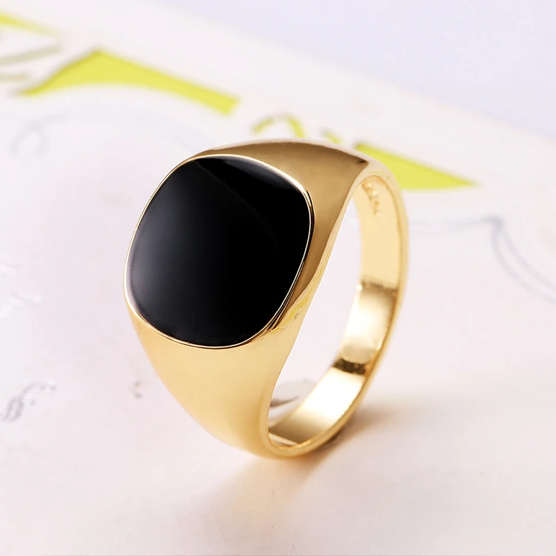 2020 Plated Gold Ring Black Stone Design Rings Jewelry For Men and Women Engagement Ring Accessories
