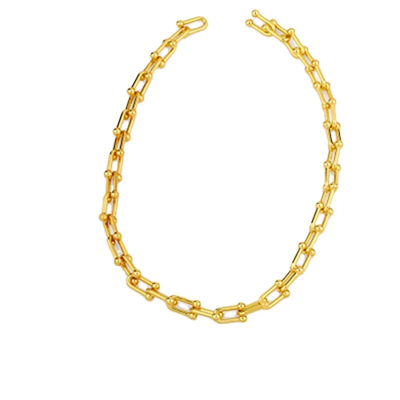 Hot style thick chain necklacen 18k Gold-plated brass U-shaped lock necklace clavicle chain cuban link chain
Hot style thick chain necklacen 18k Gold-plated brass U-shaped lock necklace clavicle chain cuban link chain