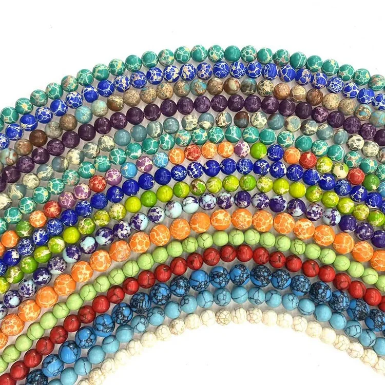 

4/6/8/10/12mm Natural Pine Stone DIY Round Beads Turquoise Accessories Wholesale Imperial Pine Stone Gemstone, Colorful