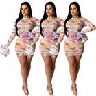 Butterfly Print Wholesale Summer Nightclub Women's Butterfly Print Net Yarn See-Through Dress