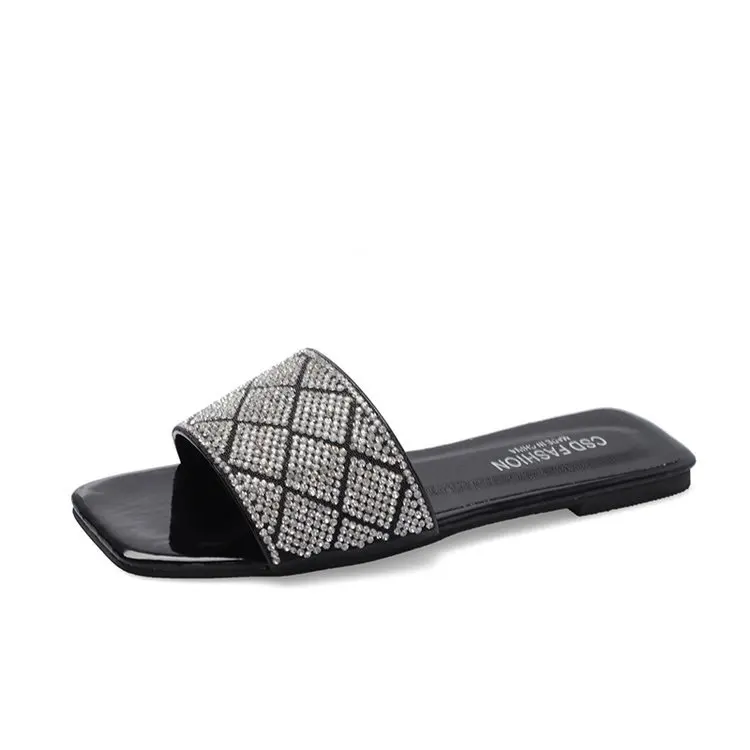 Diamond-shaped Rhinestone Sandals Square Toe Women New Designs Stylish Flat Sandals Women
Diamond-shaped Rhinestone Sandals Square Toe Women New Designs Stylish Flat Sandals Women