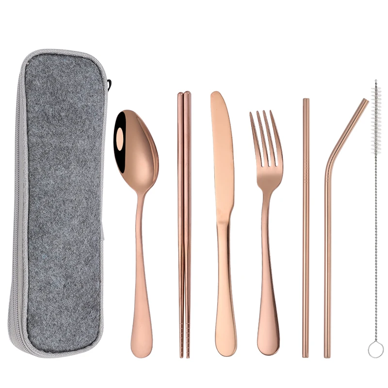 Amazon hot sale products 2021 flateware conjunto de talheres dourado travel cutlery set with case, Customized
Amazon hot sale products 2021 flateware conjunto de talheres dourado travel cutlery set with case, Customized