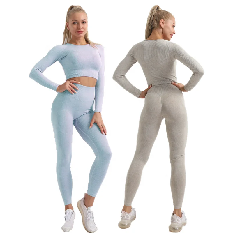 Hot sale seamless high elasticity workout custom leggings and crop top set with logo clothing
Hot sale seamless high elasticity workout custom leggings and crop top set with logo clothing