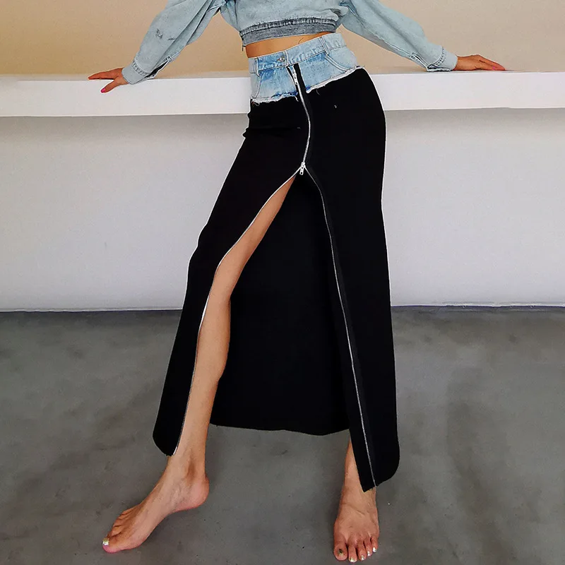 2020 Autumn Knitted High Waist Split Sexy Skirt Denim Zipper Skirts For Women, Black
2020 Autumn Knitted High Waist Split Sexy Skirt Denim Zipper Skirts For Women, Black