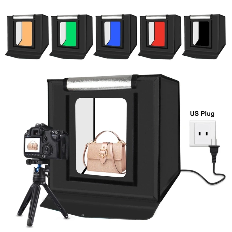 60cm Folding Portable Dimmable Photo Lighting Studio Shooting Tent Box Kit with 6 Removable Backdrops, Black
60cm Folding Portable Dimmable Photo Lighting Studio Shooting Tent Box Kit with 6 Removable Backdrops, Black