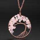 Colors R.Gem. Multi Colors Handmade Tree Of Life Gemstone Wire Braided Pendant Necklace Crystal