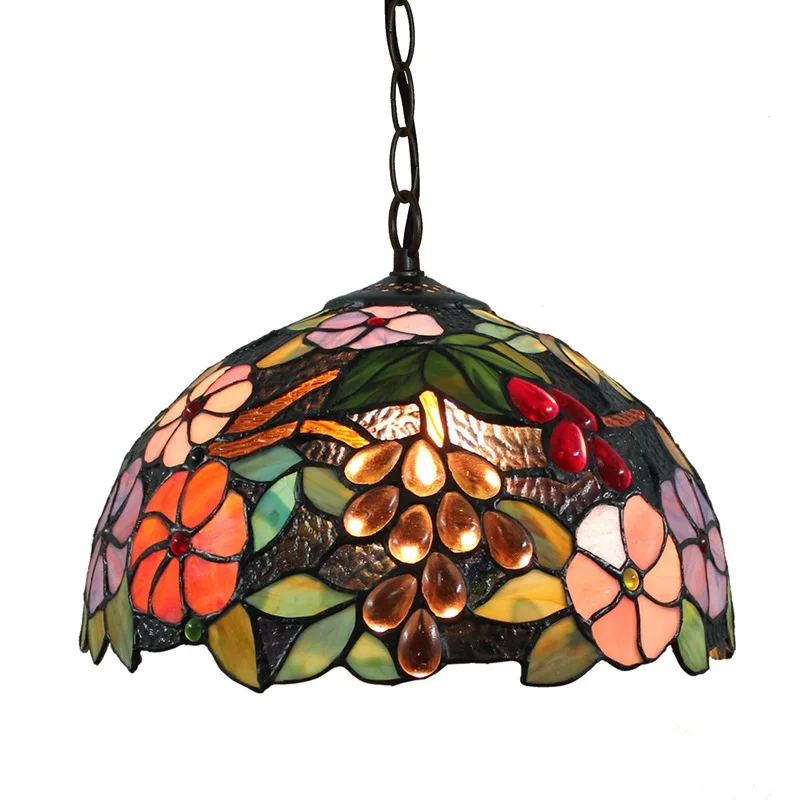 European Creative Tiffany Colored Glass Living Room Dining Room Bedroom Balcony Art Glass Chandelier Grape Flower 30cm
European Creative Tiffany Colored Glass Living Room Dining Room Bedroom Balcony Art Glass Chandelier Grape Flower 30cm