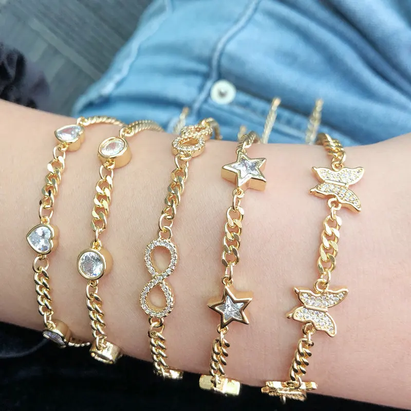 2021 latest gold butterfly bracelet,gold zircon star round peach bracelet,gold infinite bracelet, Glod
2021 latest gold butterfly bracelet,gold zircon star round peach bracelet,gold infinite bracelet, Glod