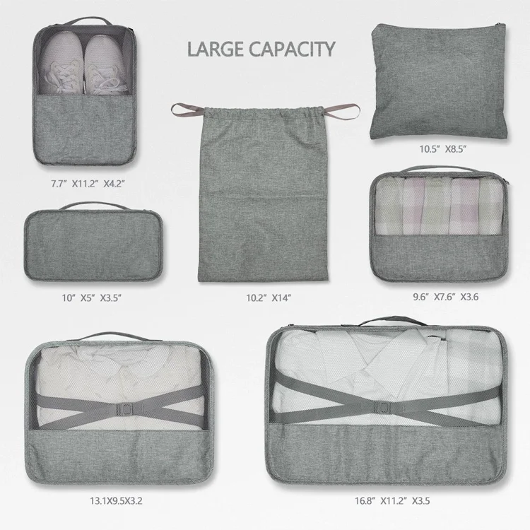 Waterproof luggage packing cubes storage travel organizer bag set