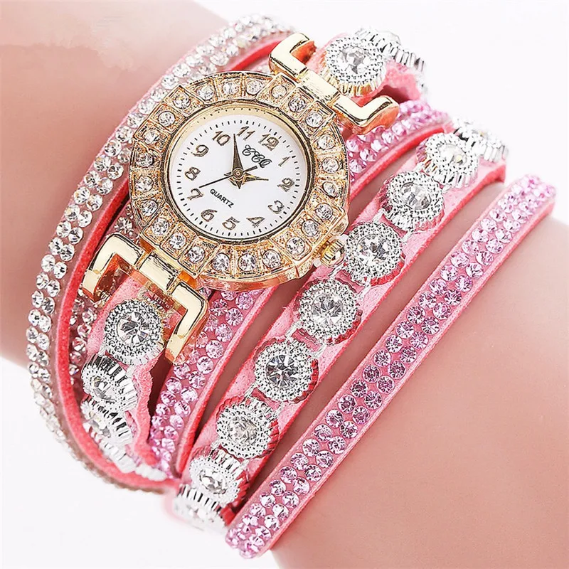 

China Watch Factory 3 Circles Wrap Bracelet Wrist Watch Women Fancy Hand Watch for Girls, 5color