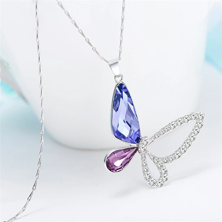 European and American 925 Silver Necklace Butterfly Crystal Wing Necklace Silver Necklace, Silver, gold
European and American 925 Silver Necklace Butterfly Crystal Wing Necklace Silver Necklace, Silver, gold