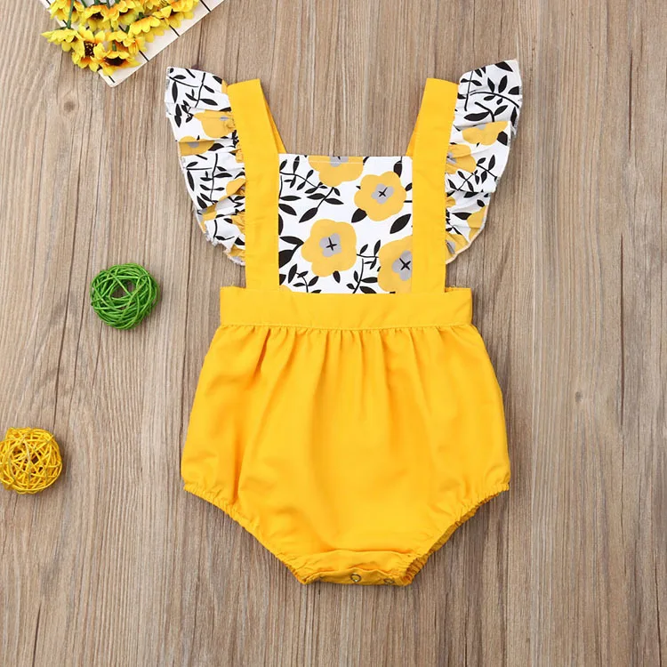 Factory Supply Square Collar Yellow Floral Baby Girls' Ruffle Rompers Baby Girl Romper Baby Clothes Newborn
Factory Supply Square Collar Yellow Floral Baby Girls' Ruffle Rompers Baby Girl Romper Baby Clothes Newborn