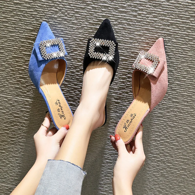 or11356h Elegant Women Mules Slippers Pointed Toe Rhinestone Buckle Sandals Fashion Flock Solid Summer Shoes Footwear For Ladies, Yellow,blue,black,pink,beige
or11356h Elegant Women Mules Slippers Pointed Toe Rhinestone Buckle Sandals Fashion Flock Solid Summer Shoes Footwear For Ladies, Yellow,blue,black,pink,beige