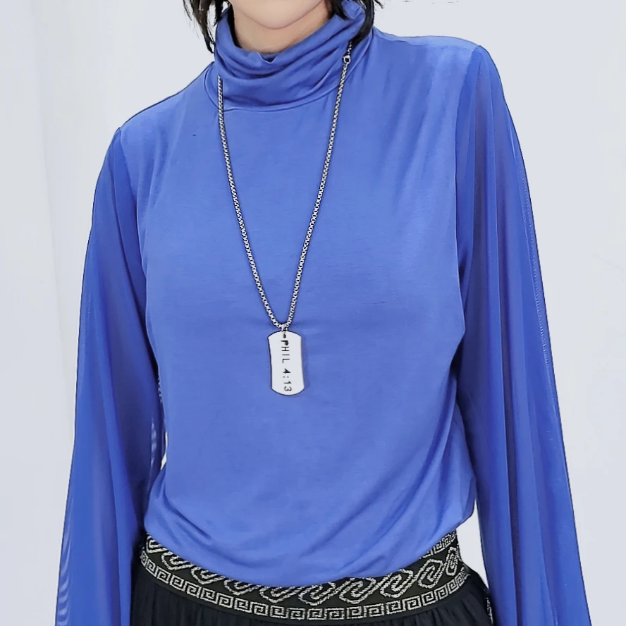 Factory Price Long Mesh Sleeve Turtleneck Slim Fit Women Tops Romantic Elegance Sustainable Street Wear Casual Blue Shirt, Picture showed
Factory Price Long Mesh Sleeve Turtleneck Slim Fit Women Tops Romantic Elegance Sustainable Street Wear Casual Blue Shirt, Picture showed