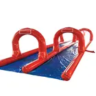2 Lanes 100m Extra Long Inflatable Bouncy Slip and Water Slides Giant Inflatable Slide Your City 2019