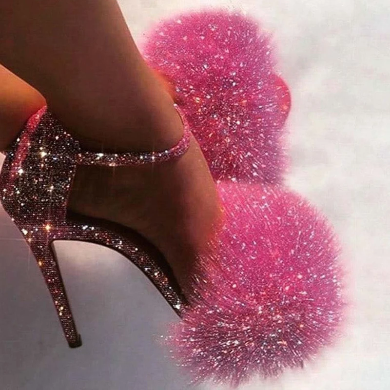 Summer Shoes Shiny Party Glitter Sandals Fancy Ladies Ankle Strap Slides Sandals Pink Fur Sandals
Summer Shoes Shiny Party Glitter Sandals Fancy Ladies Ankle Strap Slides Sandals Pink Fur Sandals