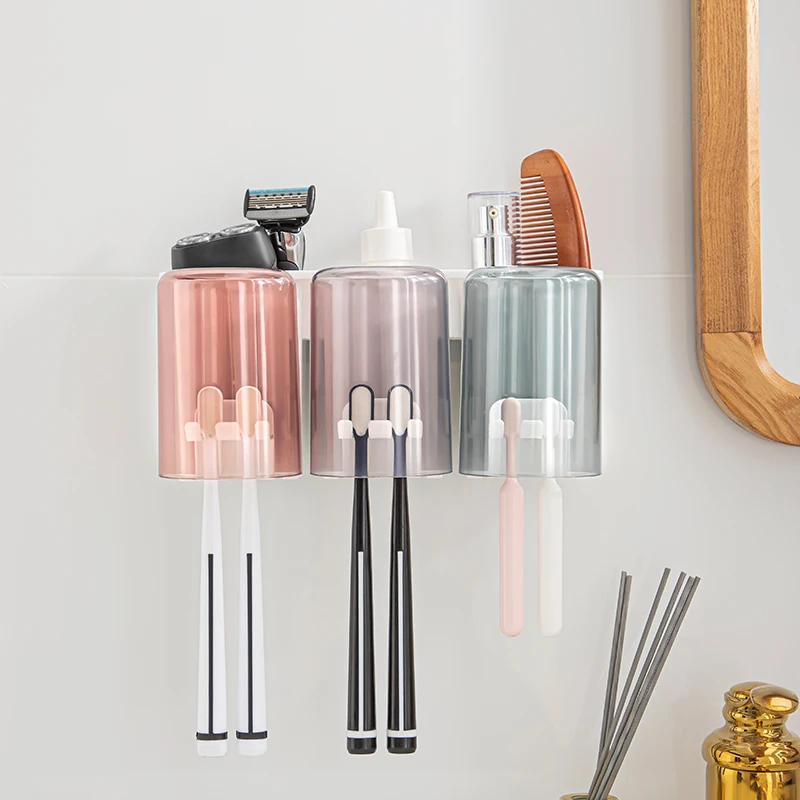 Wall Mounted Family Set 3 cups Plastic Toothbrush Holder Bathroom accessories organizers Tool Storage Rack
Wall Mounted Family Set 3 cups Plastic Toothbrush Holder Bathroom accessories organizers Tool Storage Rack