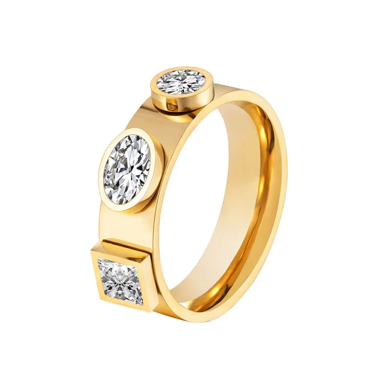 Trendy Stainless Steel Jewelry Big Cubic Zirconia Stone Eternity Engagement Ring 18K Gold Band Zircon Ring for Women Lady, Gold, rose gold, steel, black etc.
Trendy Stainless Steel Jewelry Big Cubic Zirconia Stone Eternity Engagement Ring 18K Gold Band Zircon Ring for Women Lady, Gold, rose gold, steel, black etc.