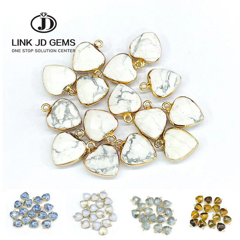 Wholesale Heart Shape Natural Rose Quartz Amethysts Turquoises Electroplated gold edge connector Pendants for Necklace
Wholesale Heart Shape Natural Rose Quartz Amethysts Turquoises Electroplated gold edge connector Pendants for Necklace