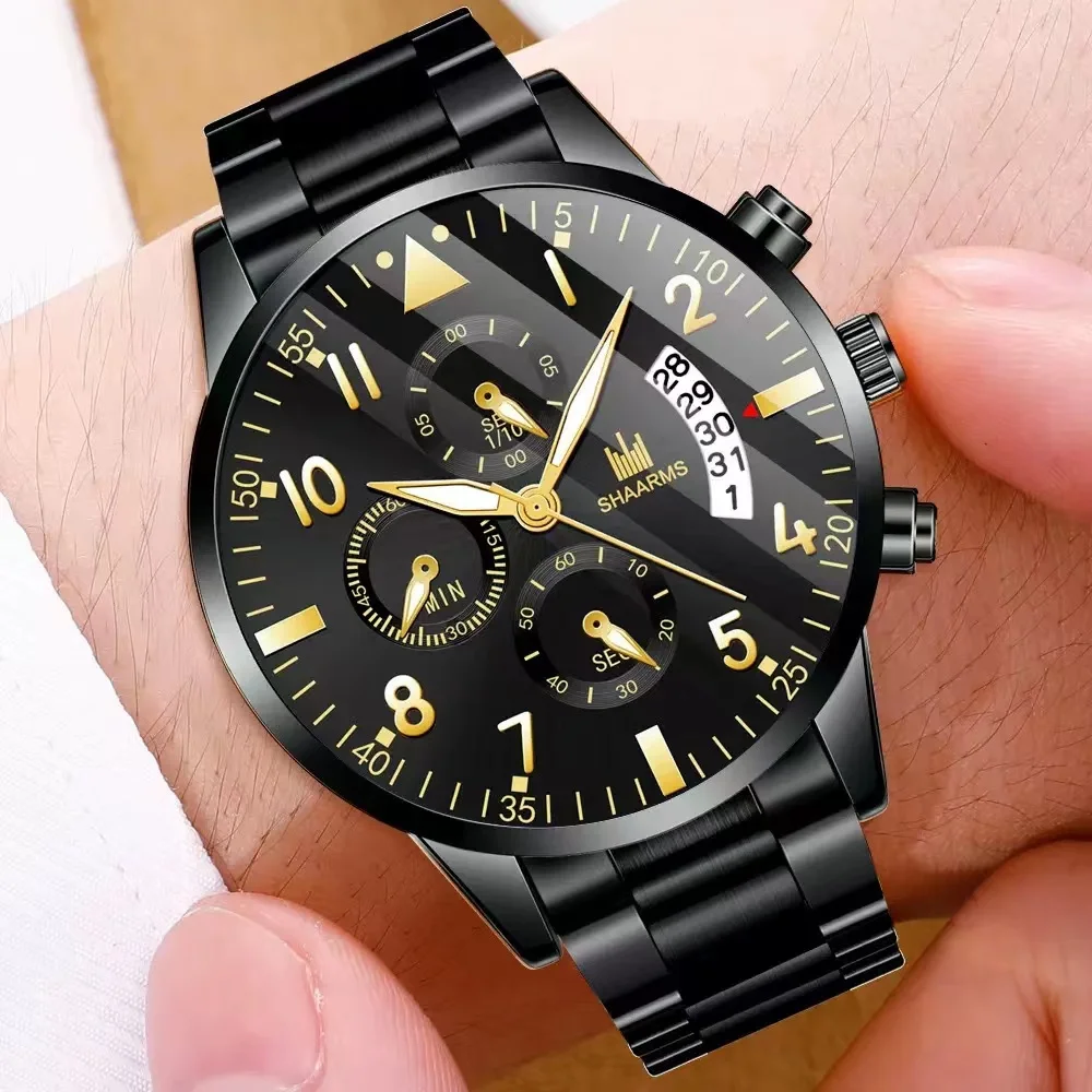 Fashion Mens Watches Luxury Stainless Steel Quartz Wristwatch Calendar Luminous Clock Men Business Casual Leather Watch, As picture
Fashion Mens Watches Luxury Stainless Steel Quartz Wristwatch Calendar Luminous Clock Men Business Casual Leather Watch, As picture