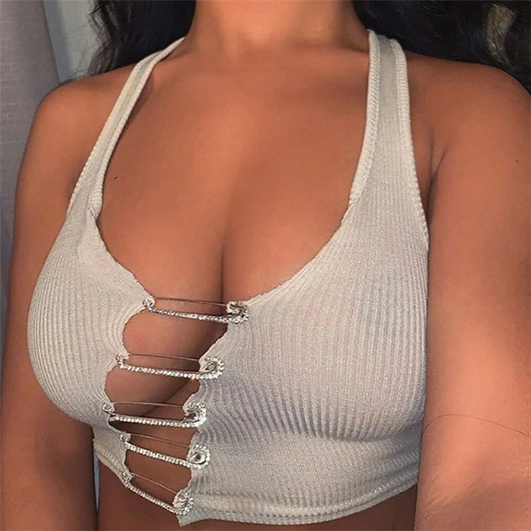 LXE2996-summer 2021 solid color sexy vest bandage halter hollow out vest top women 
LXE2996-summer 2021 solid color sexy vest bandage halter hollow out vest top women