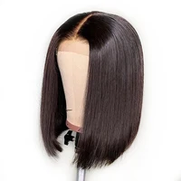 

13x6 Bob Cut Human Lace Front Wigs Pre Plucked Peruvian Straight Black Hair Blunt Bob Short Human Hair Lace Wig