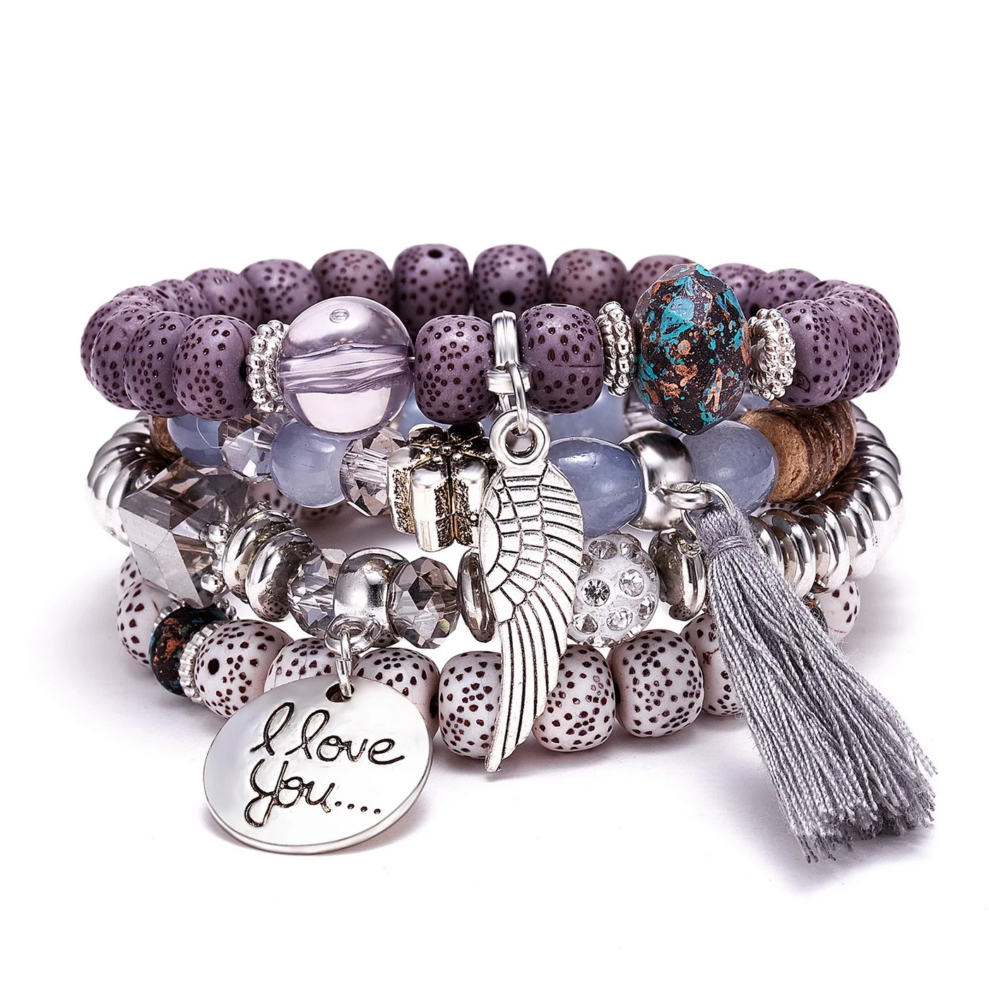 Hot Sell Fashion Jewelry 'I love you' Charm Pendant Wing Bracelet Women Fringe Beads Bracelet
Hot Sell Fashion Jewelry 'I love you' Charm Pendant Wing Bracelet Women Fringe Beads Bracelet