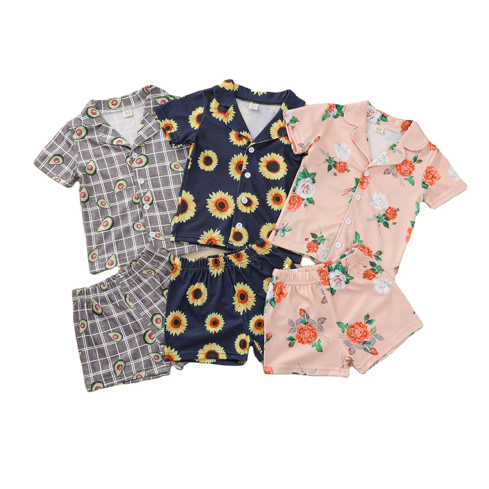 

most popular summer new children printed pajamas home wear short sleeve shorts for boys and girls