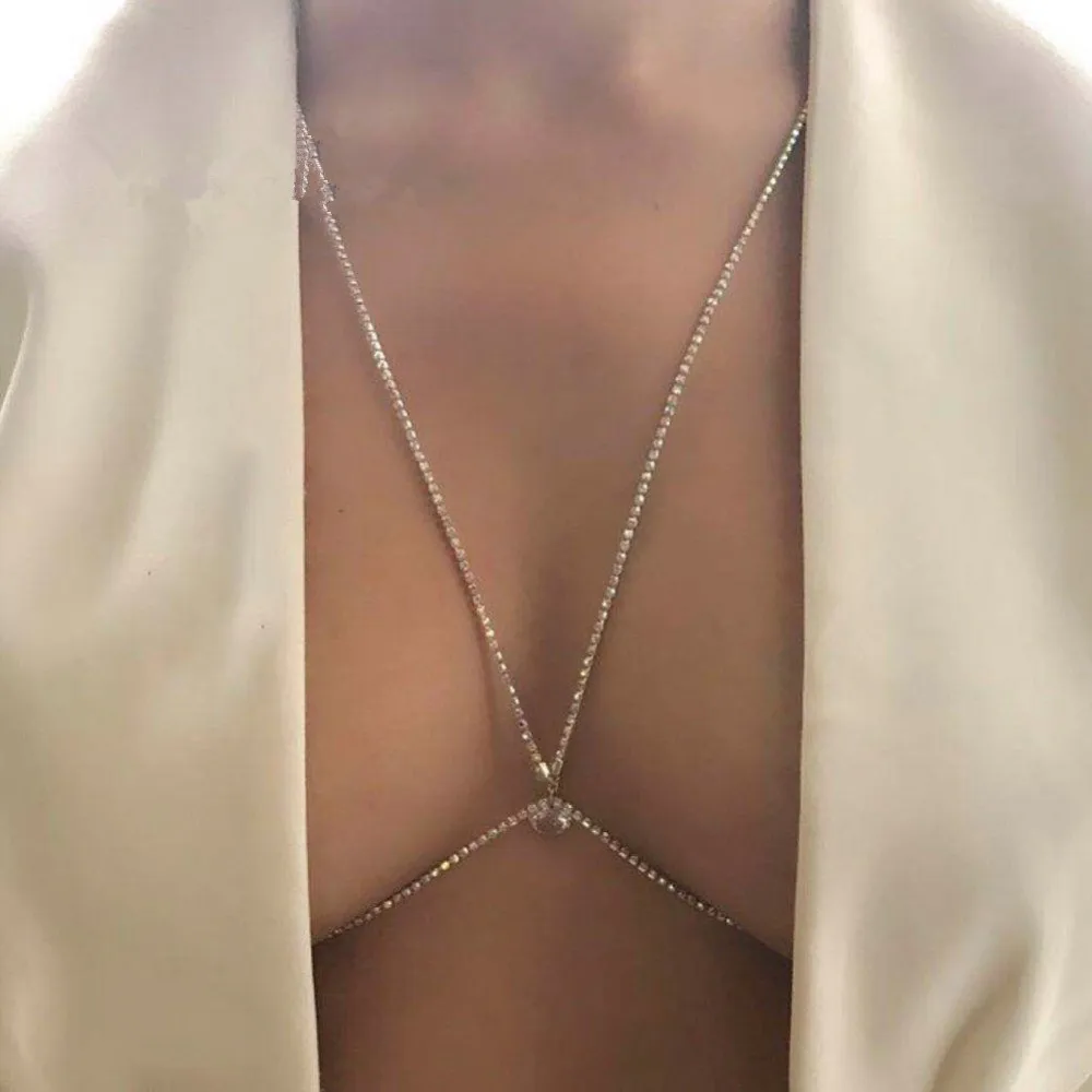 HOVANCI Beach simple Women Rhinestone Crystal Gold/Silver Cross Body Chain Fashion Bra Chest Chain Jewelry
HOVANCI Beach simple Women Rhinestone Crystal Gold/Silver Cross Body Chain Fashion Bra Chest Chain Jewelry