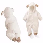 2019 new cartoon animal design plush faux fur coral fleece new born baby hooded rompers baby clothes 0-3 months