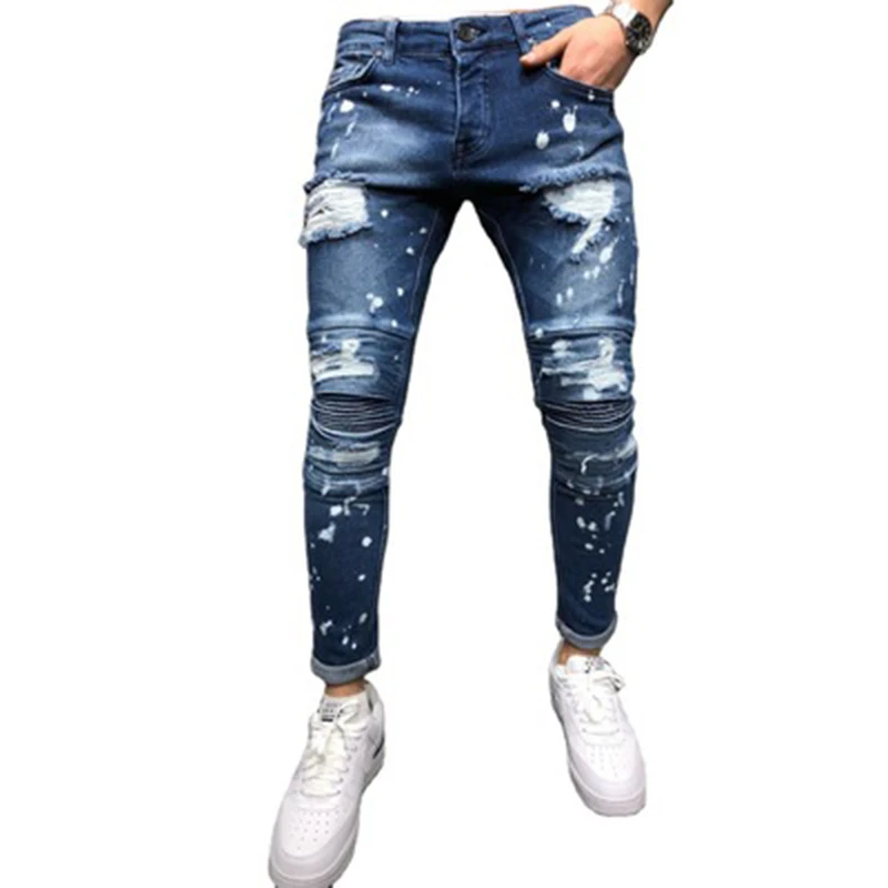 High Quality Ripped Men's Jeans pants 2021 Distressed HIgh Street Trousers Slim Motor Jeans For Men Stylish, As shown
High Quality Ripped Men's Jeans pants 2021 Distressed HIgh Street Trousers Slim Motor Jeans For Men Stylish, As shown