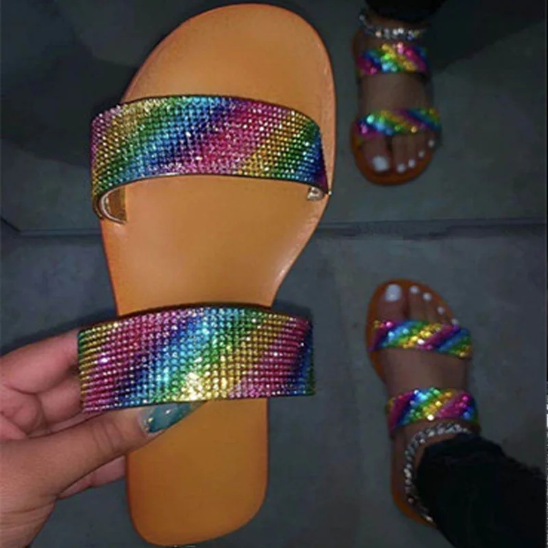 Lady rainbow colors slippers latest design sandals bling shoes diamonds luxury style for women slides, White,rainbow
Lady rainbow colors slippers latest design sandals bling shoes diamonds luxury style for women slides, White,rainbow