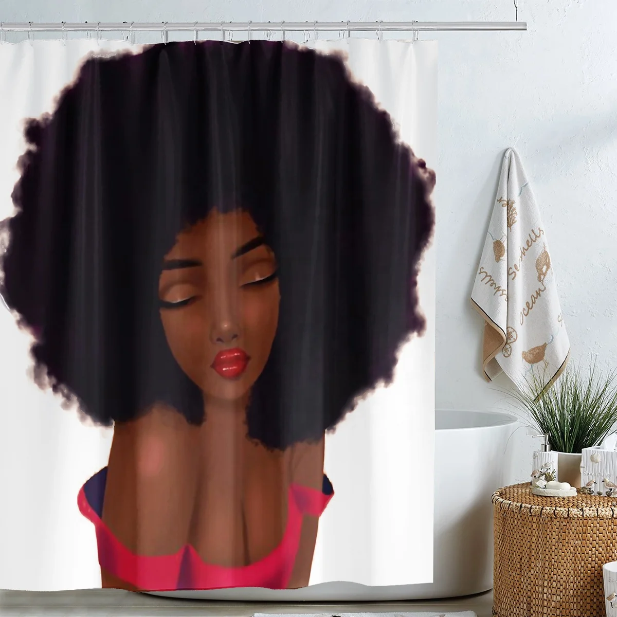 i@home 100% polyester african black art bathroom shower curtains custom digital printing, Black and red
i@home 100% polyester african black art bathroom shower curtains custom digital printing, Black and red