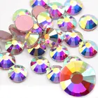 Crystal Supplier Pujiang 1440pcs/pack Gold Rose Base Flatback Crystal AB White Strass Rhinestone for Decorations Stone