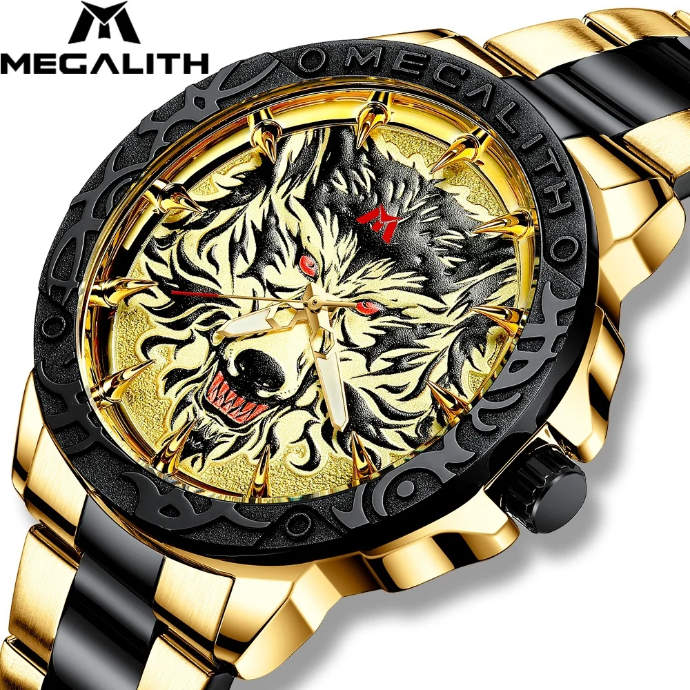 MEGALITHNewest Original Brand Design Watch Wolf Head Embossed Watch Men Luxury Waterproof Luminous Male Wristwatch
MEGALITHNewest Original Brand Design Watch Wolf Head Embossed Watch Men Luxury Waterproof Luminous Male Wristwatch